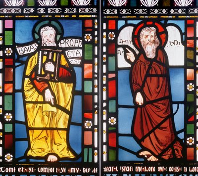 Jesaja ja Mooses, yksityiskohta Luomisikkunasta, 1861 (lasimaalaus) (katso 120153) tekijältä George Campfield